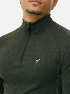 Vêtements De Sport|Hauts Et T-Shirts|Primark Haut De Sport à Manches Longues Et Col Zippé Vert foncé