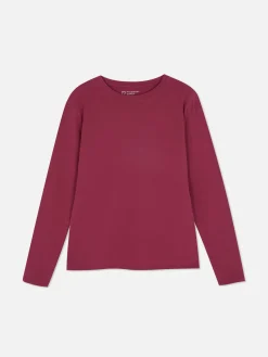 Hauts Et T-Shirts|Primark Haut En Jersey Stretch à Manches Longues Bordeaux