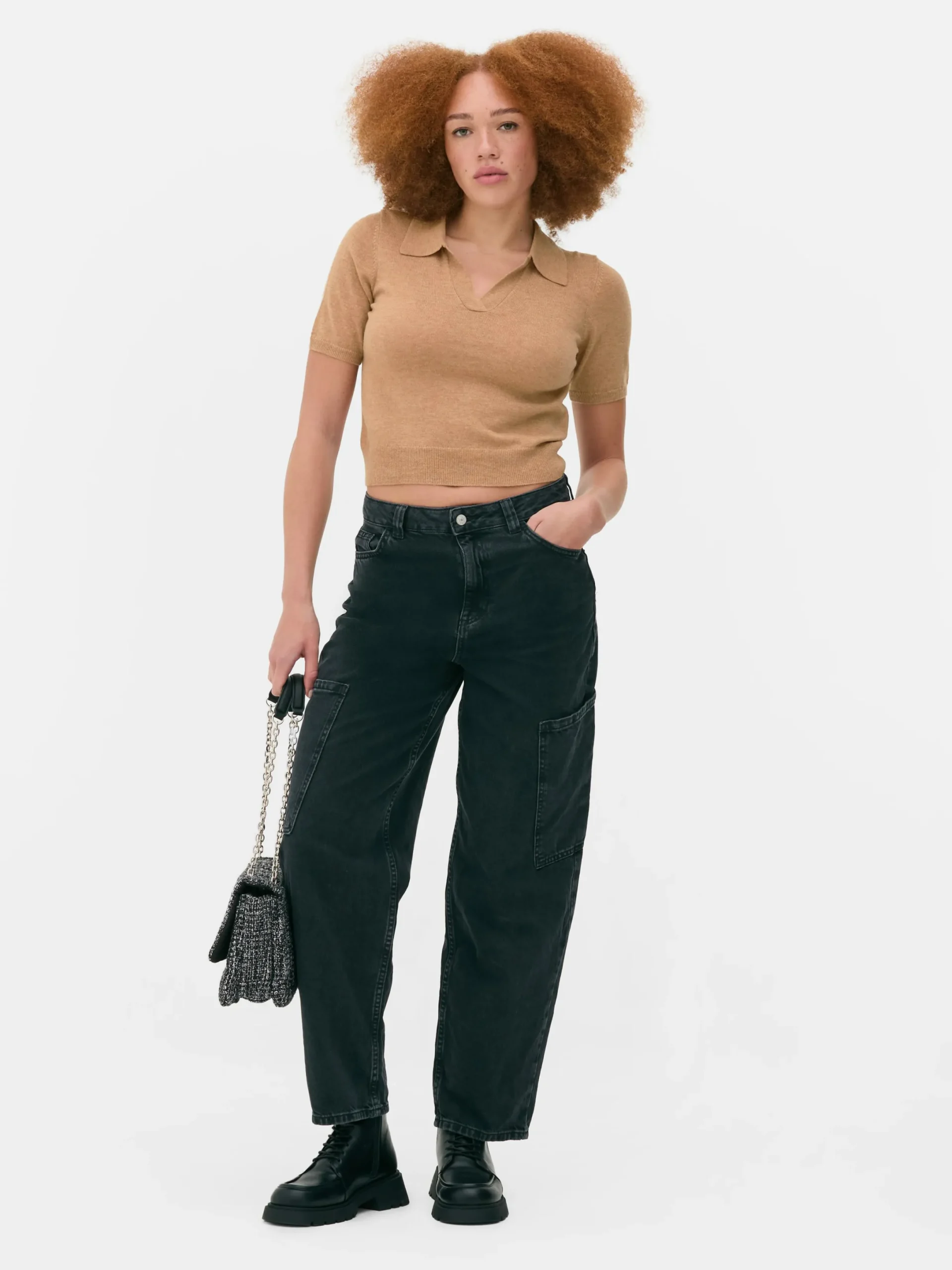 Pulls Et Gilets|Primark Haut En Maille Fine à Col Et Manches Courtes Camel