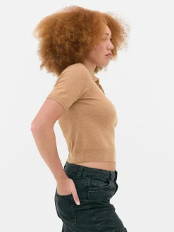 Pulls Et Gilets|Primark Haut En Maille Fine à Col Et Manches Courtes Camel