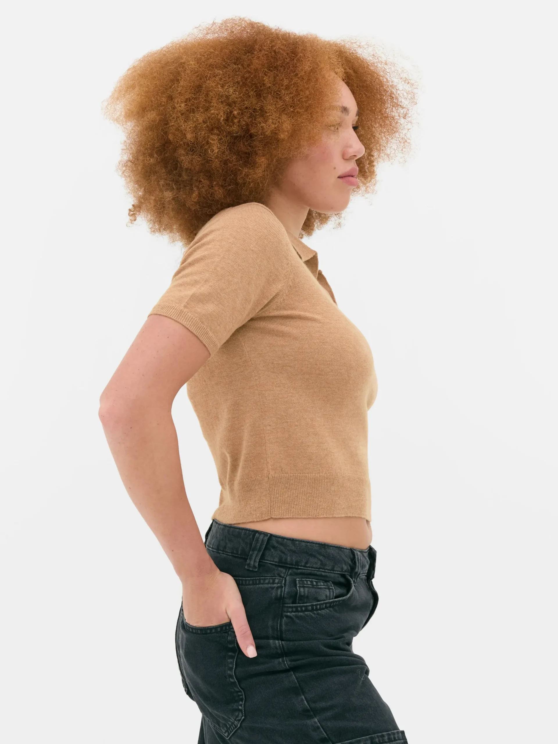 Pulls Et Gilets|Primark Haut En Maille Fine à Col Et Manches Courtes Camel