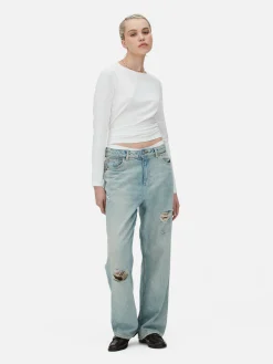 Hauts Et T-Shirts|Primark Haut Stretch à Manches Longues Blanc