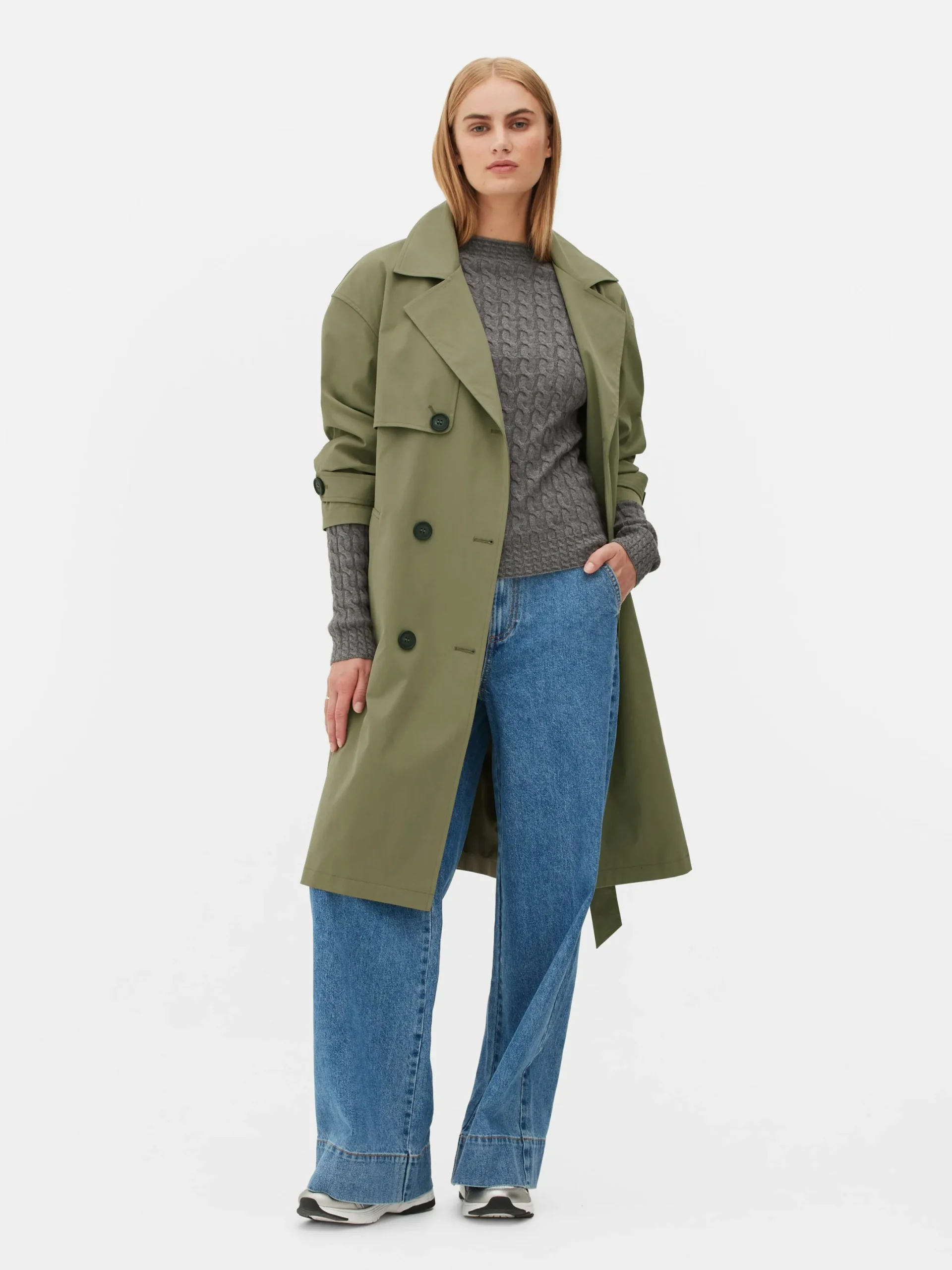 Manteaux Et Vestes|Primark Imperméable à Double Boutonnage Et Ceinture Kaki