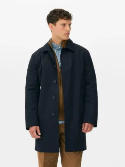 Manteaux Et Vestes|Primark Imperméable Long à Boutonnage Simple Bleu marine