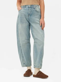 Denim|Jean|Primark Jean Barrel Effet Vieilli Bleu clair