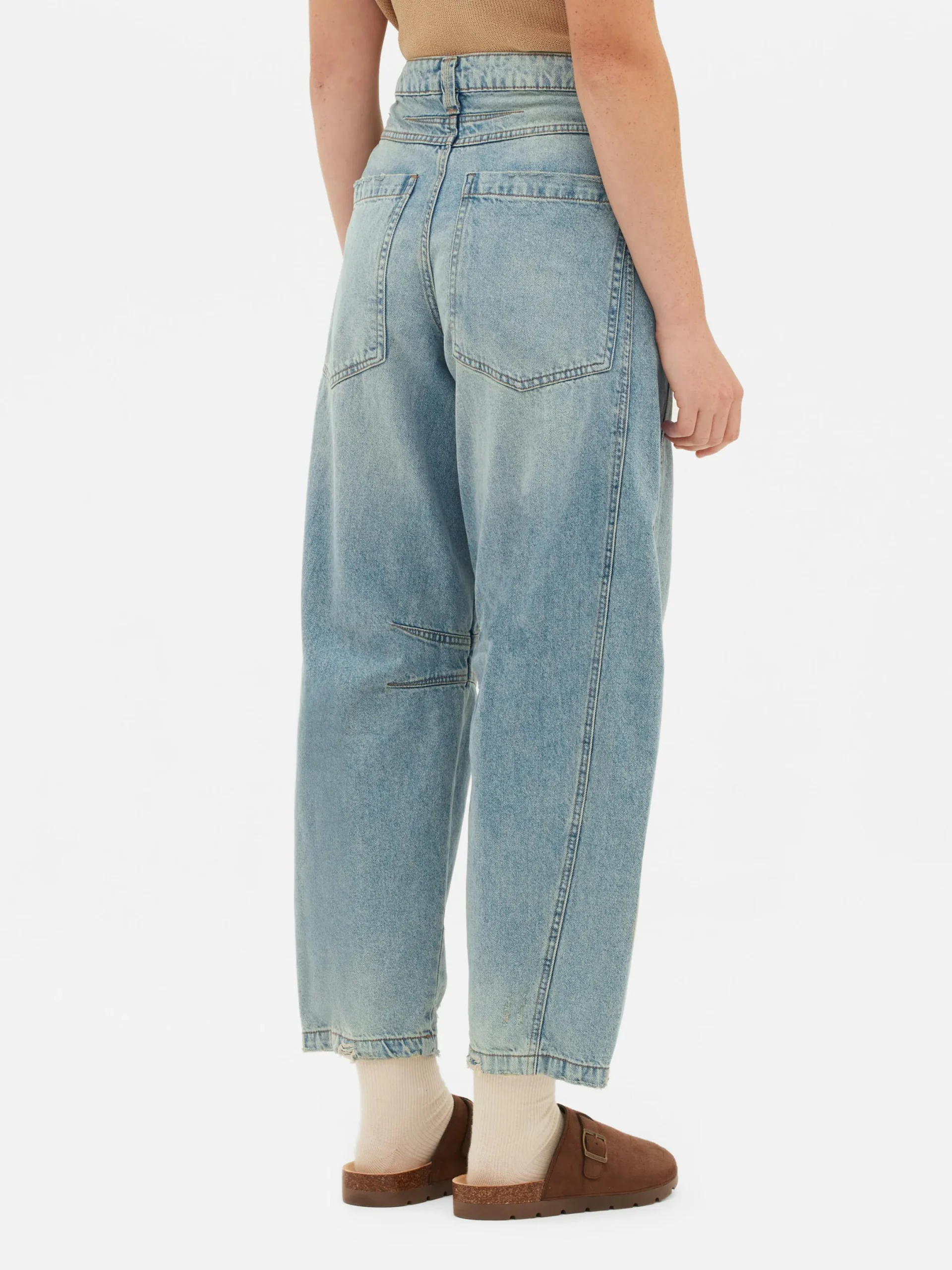 Denim|Jean|Primark Jean Barrel Effet Vieilli Bleu clair