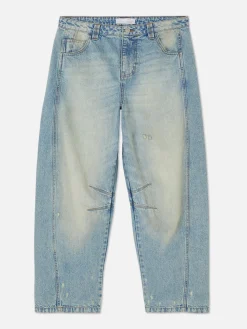 Denim|Jean|Primark Jean Barrel Effet Vieilli Bleu clair