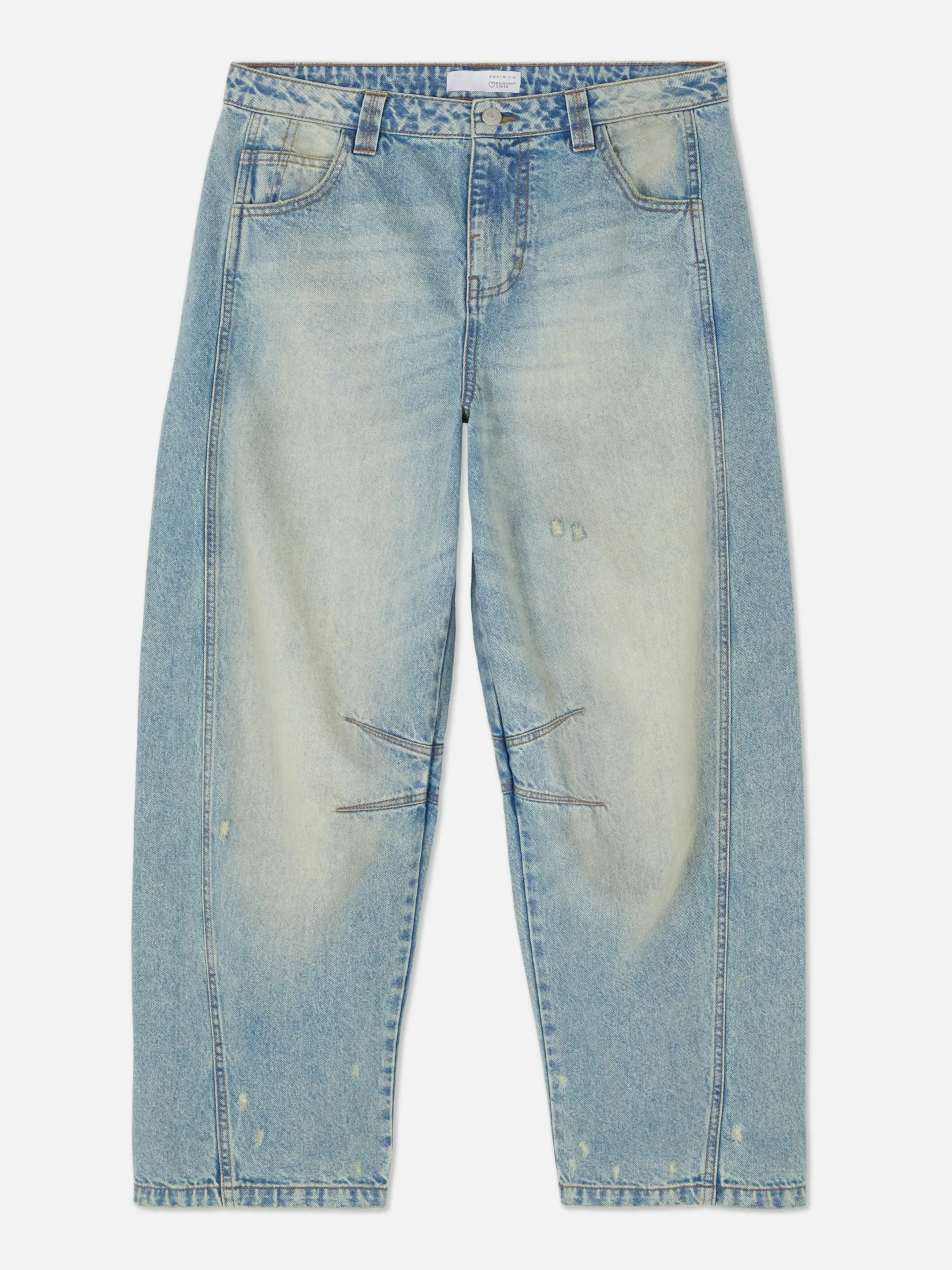 Denim|Jean|Primark Jean Barrel Effet Vieilli Bleu clair