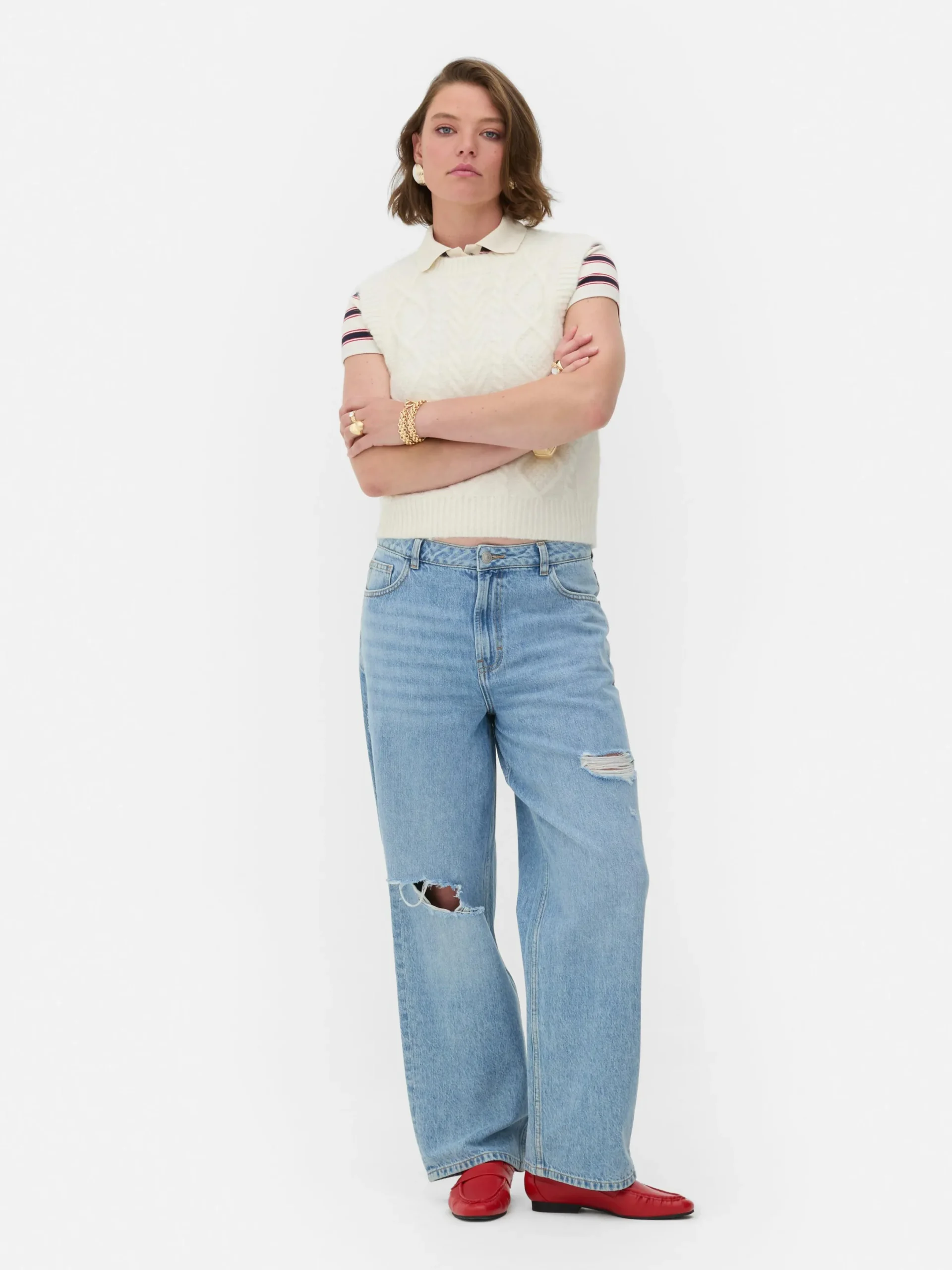 Jean|Primark Jean Dad Déchiré Rita Ora Bleu moyen