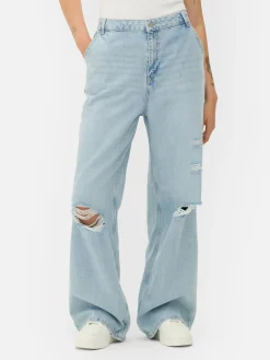 Denim|Jean|Primark Jean Denim Ample à Effet Vieilli Bleu clair
