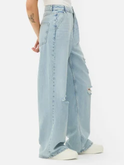 Denim|Jean|Primark Jean Denim Ample à Effet Vieilli Bleu clair