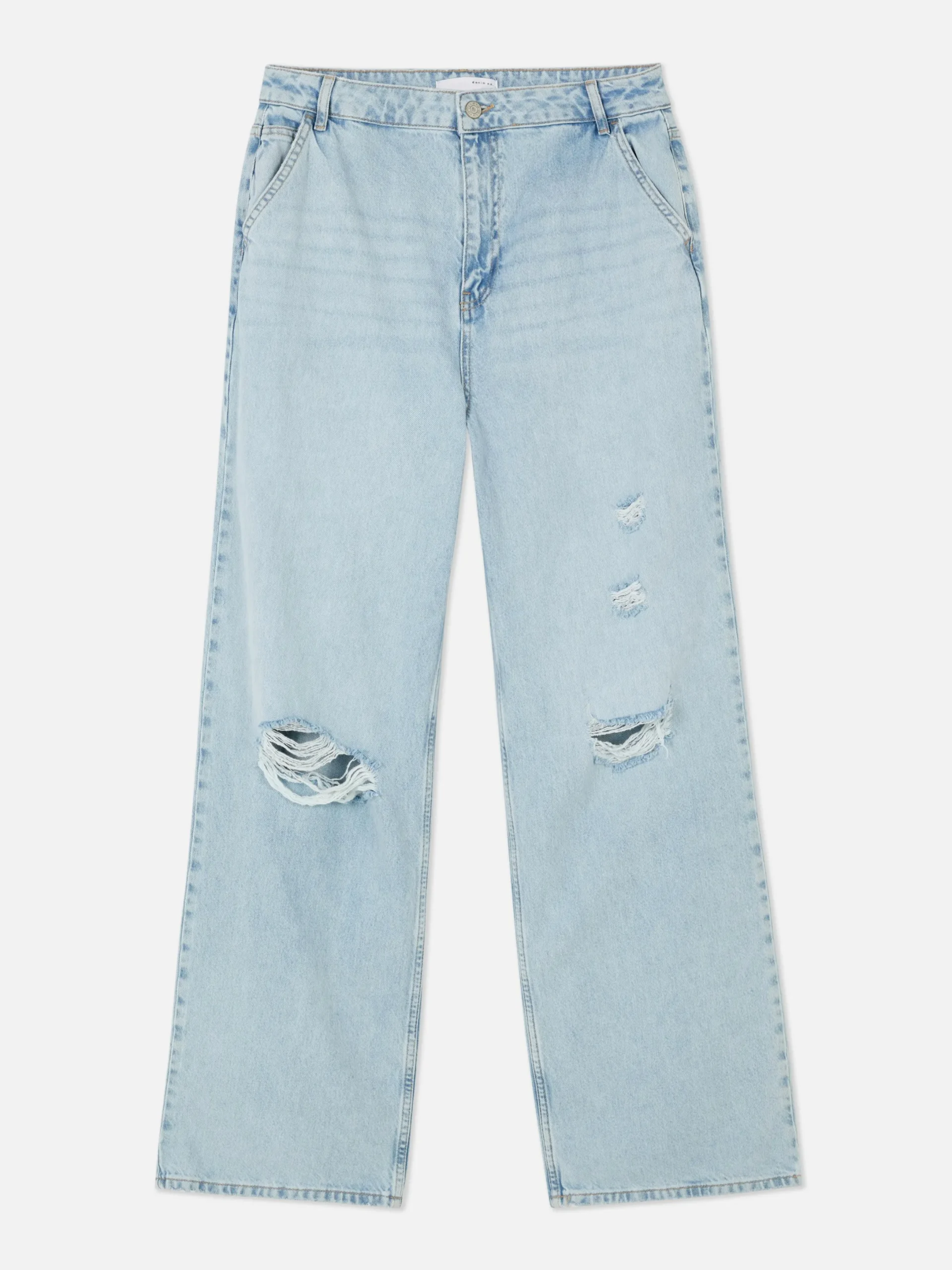 Denim|Jean|Primark Jean Denim Ample à Effet Vieilli Bleu clair