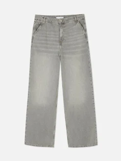 Denim|Jean|Primark Jean Denim Ample à Effet Vieilli Gris