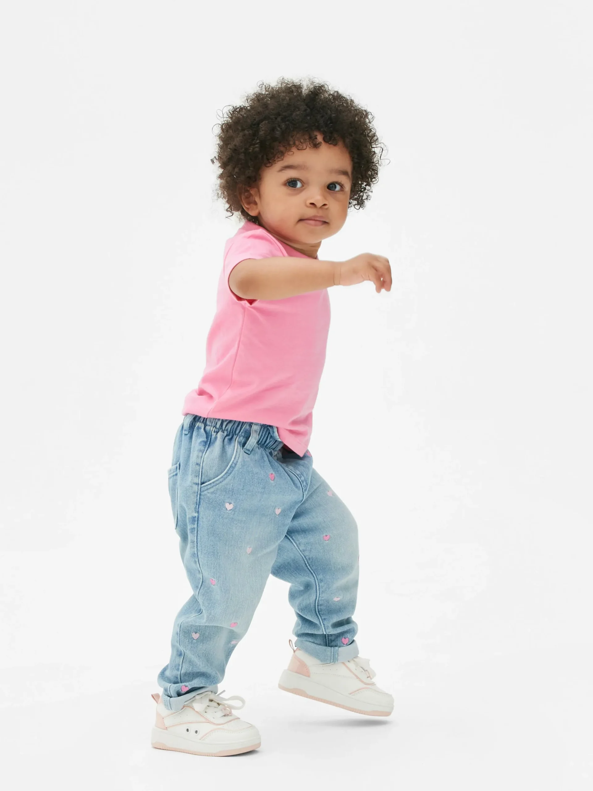 Pantalons Et Leggings|Primark Jean Denim Brodé De Cœurs Bleu moyen