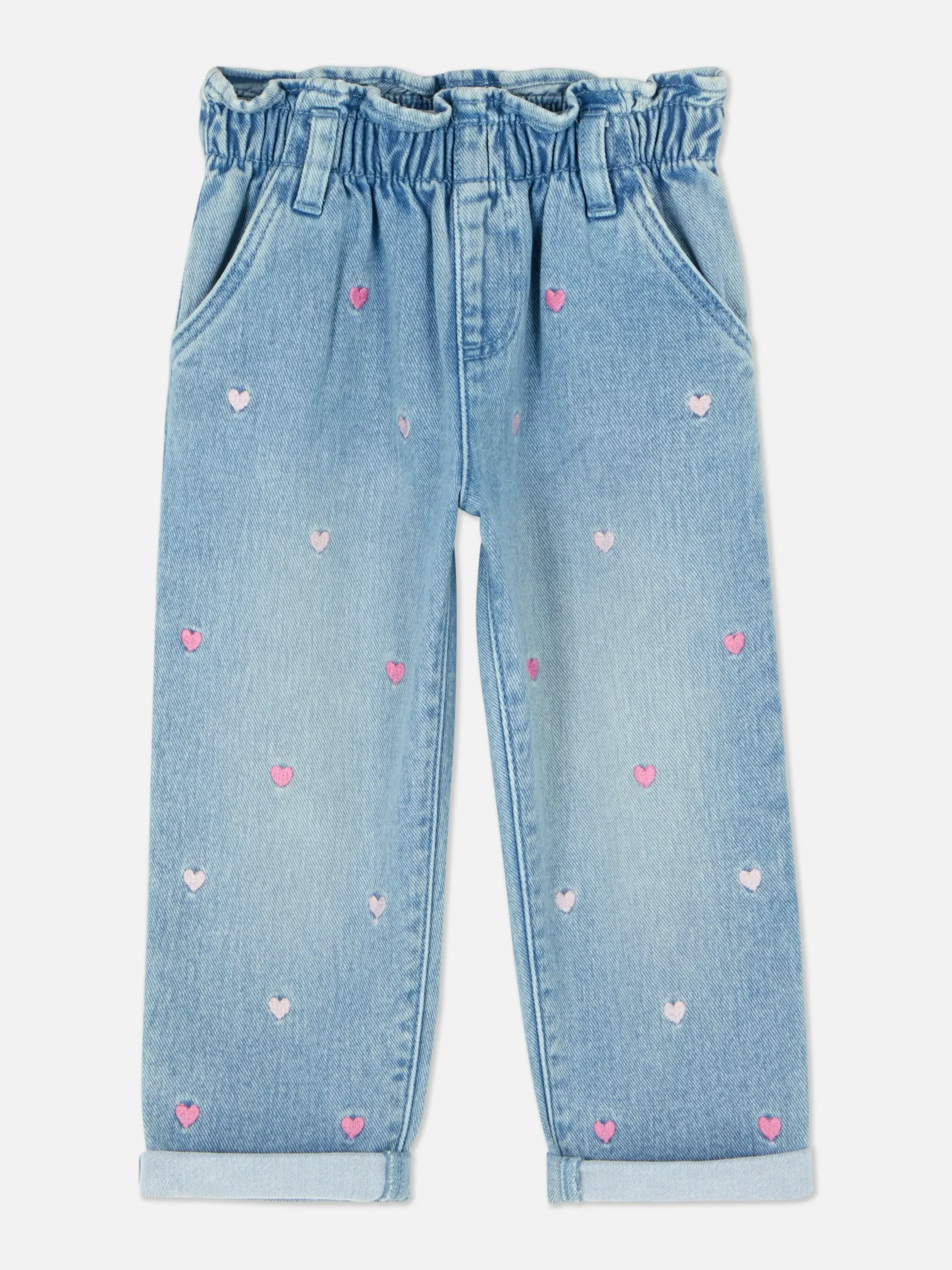Pantalons Et Leggings|Primark Jean Denim Brodé De Cœurs Bleu moyen