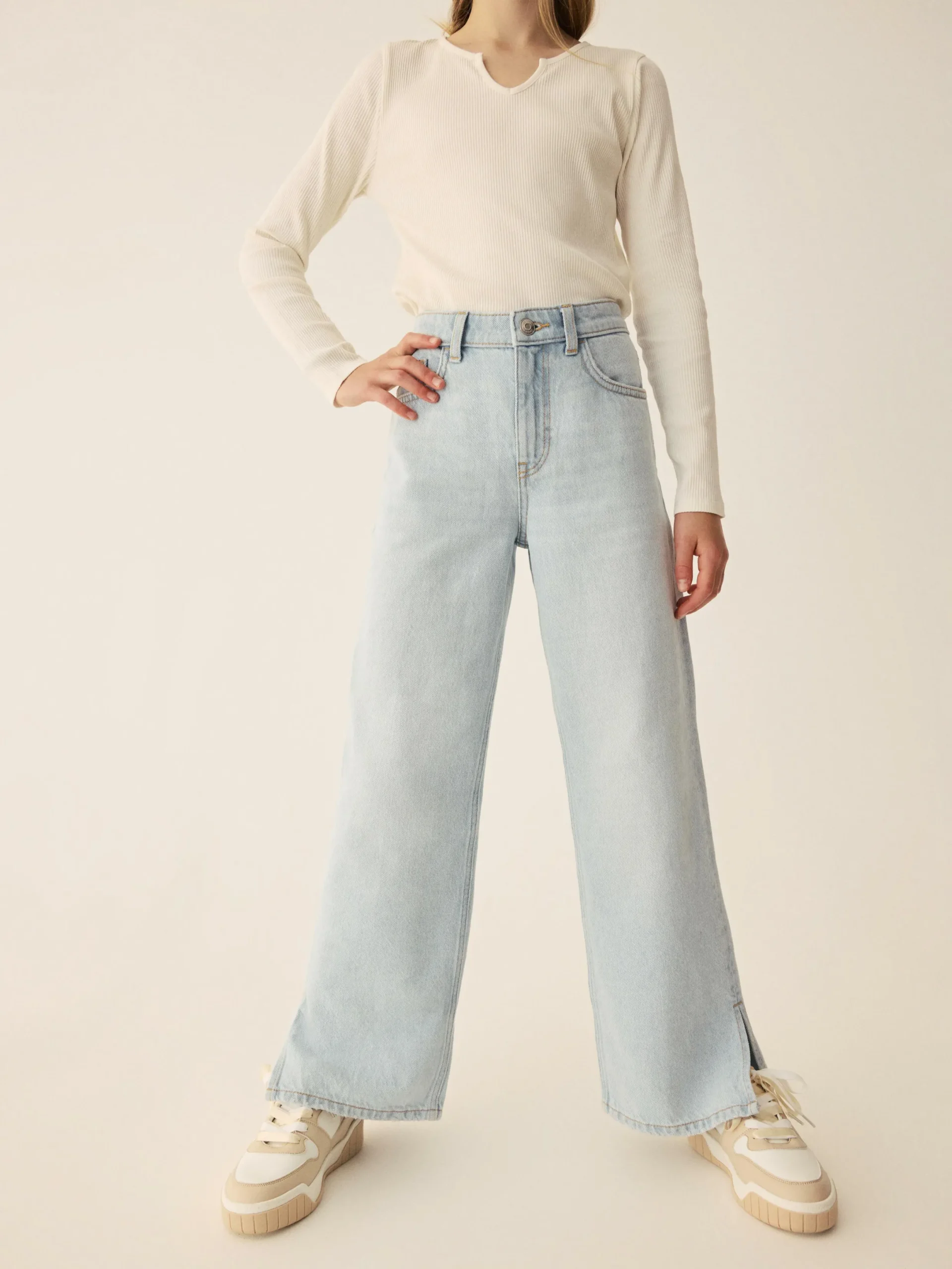 Jean|Primark Jean Denim Large Fendu Bleu clair