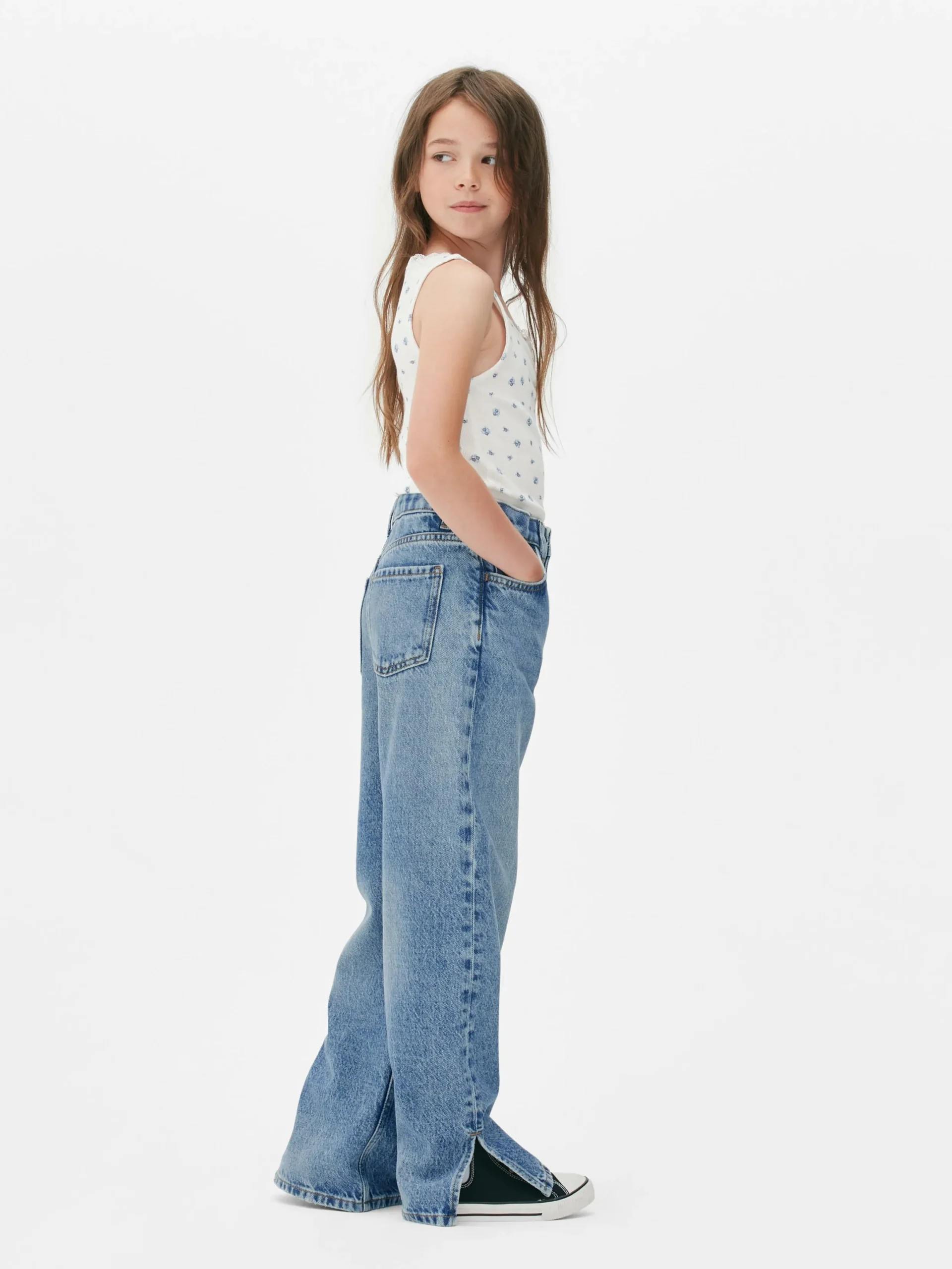 Jean|Primark Jean Denim Large Fendu Bleu moyen