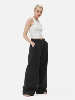 Denim|Jean|Primark Jean Large élastiqué Noir discret