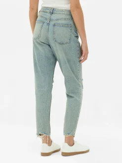 Denim|Jean|Primark Jean Mom En Denim Déchiré Bleu clair