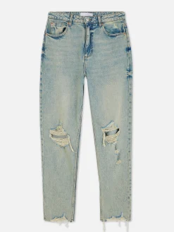 Denim|Jean|Primark Jean Mom En Denim Déchiré Bleu clair