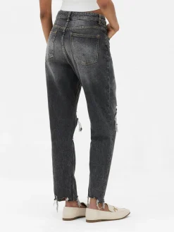 Jean|Denim|Primark Jean Mom En Denim Déchiré Noir