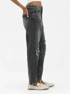Jean|Denim|Primark Jean Mom En Denim Déchiré Noir