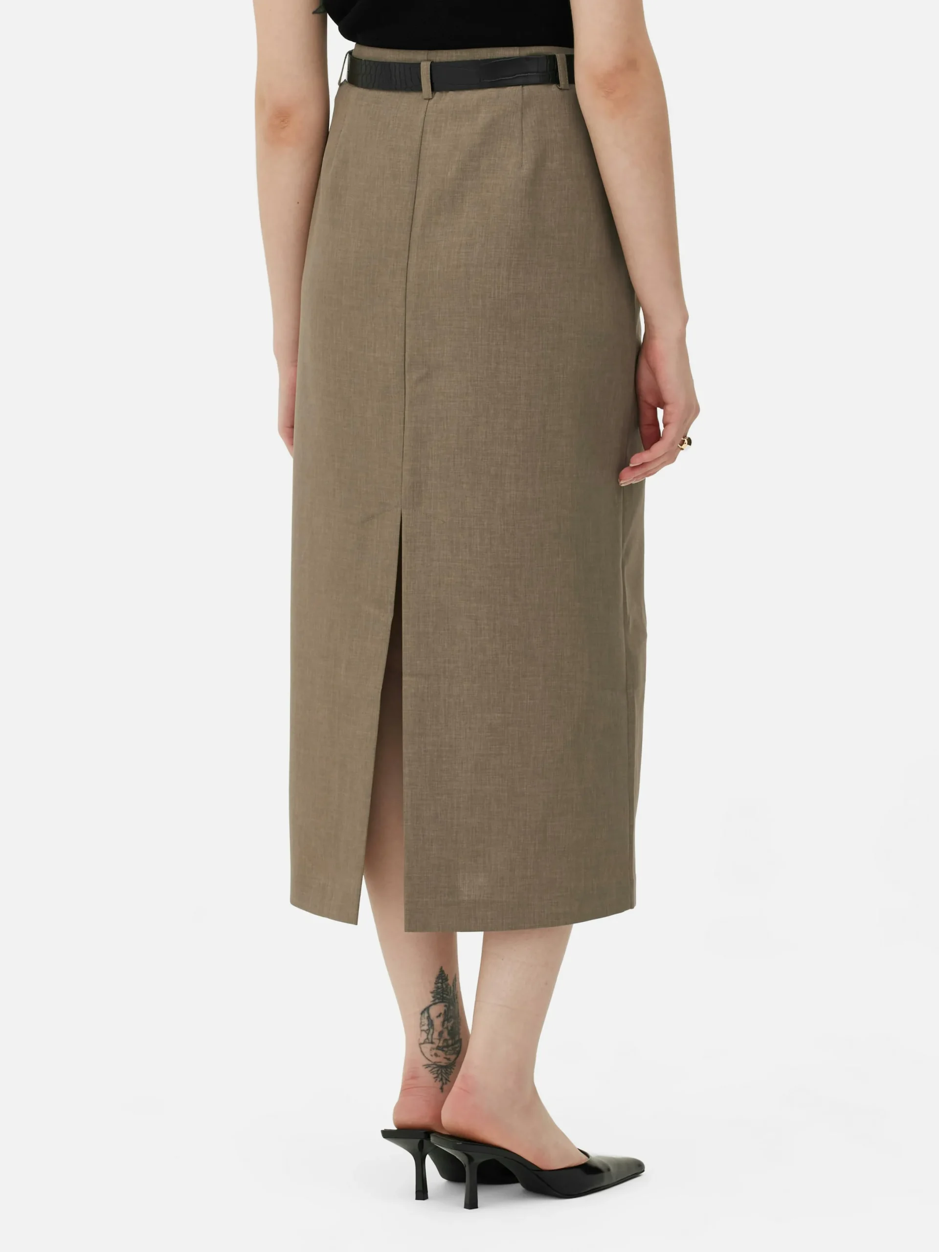Jupes|Primark Jupe Crayon Mi-longue Taille Haute Kaki