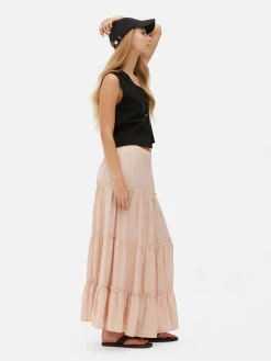 Jupes|Primark Jupe Longue à Superpositions Pêche