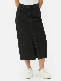 Jupes|Denim|Primark Jupe Mi-longue En Jean Noir discret