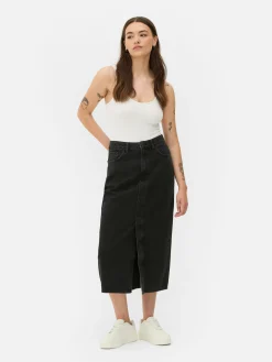 Jupes|Denim|Primark Jupe Mi-longue En Jean Noir discret