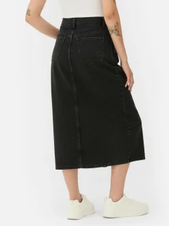 Jupes|Denim|Primark Jupe Mi-longue En Jean Noir discret