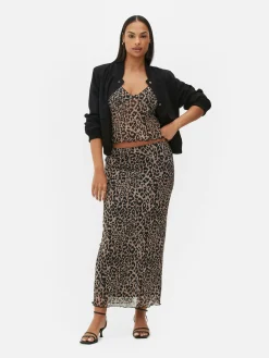 Jupes|Primark Jupe Mi-longue En Maille Léopard à Superposition Multicolore