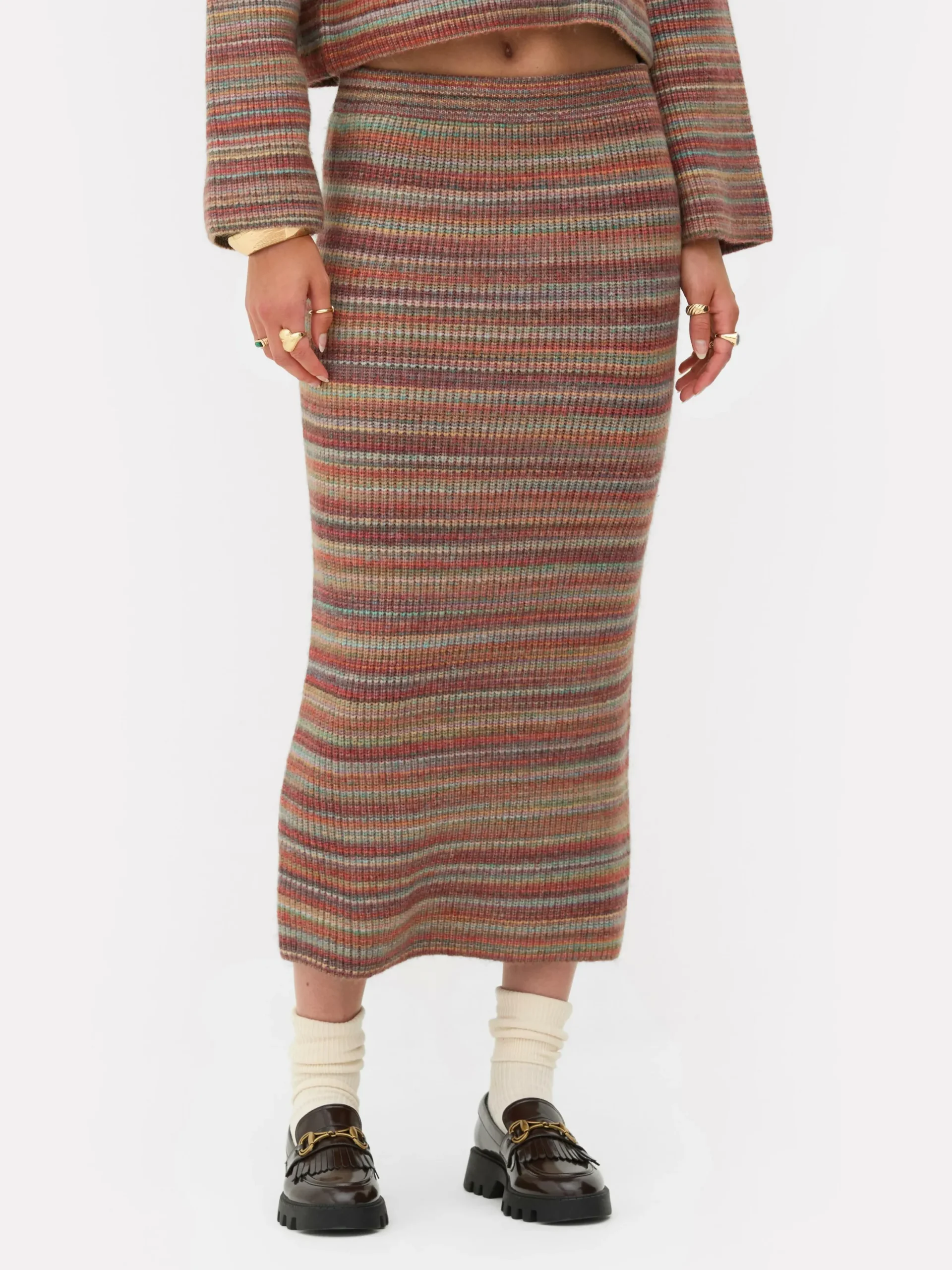 Jupes|Primark Jupe Mi-longue En Tricot Rayé Rita Ora à Coordonner Multicolore