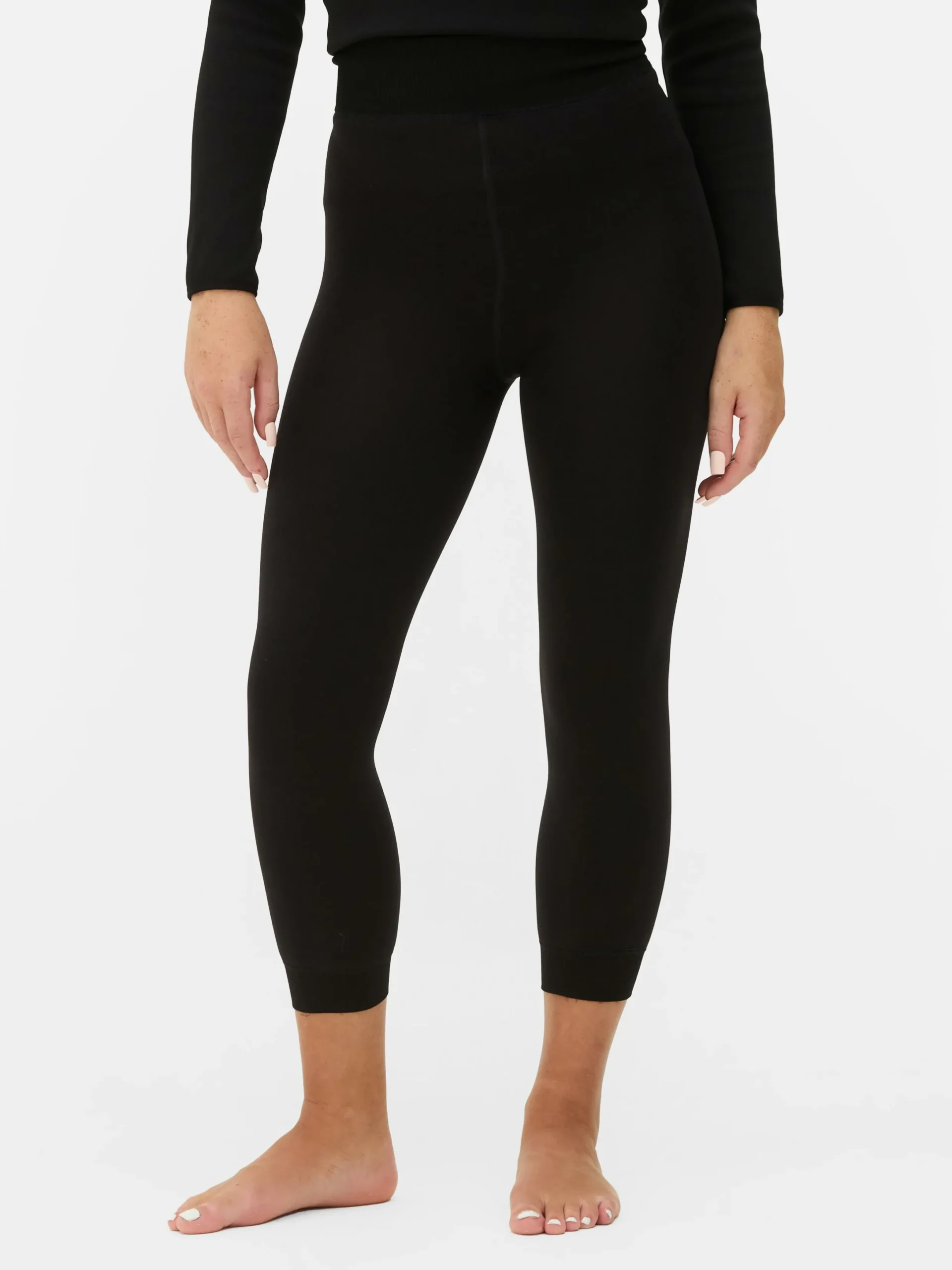 Collants|Pantalons Et Leggings|Primark Legging Court Doublé En Velours Noir