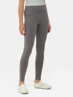 Pantalons Et Leggings|Primark Legging Taille Haute En Jersey Anthracite
