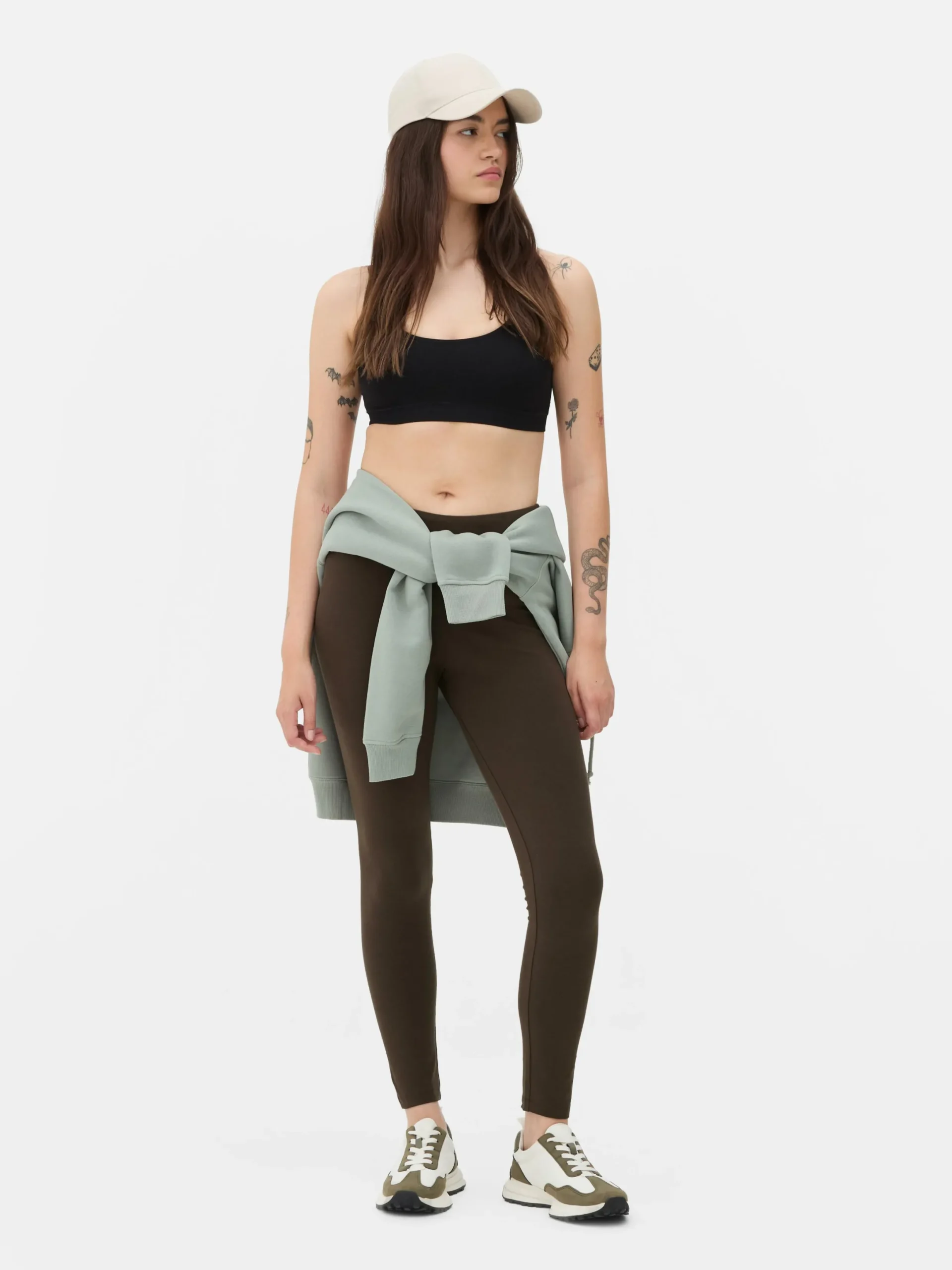 Pantalons Et Leggings|Primark Legging Taille Haute En Jersey Marron foncé