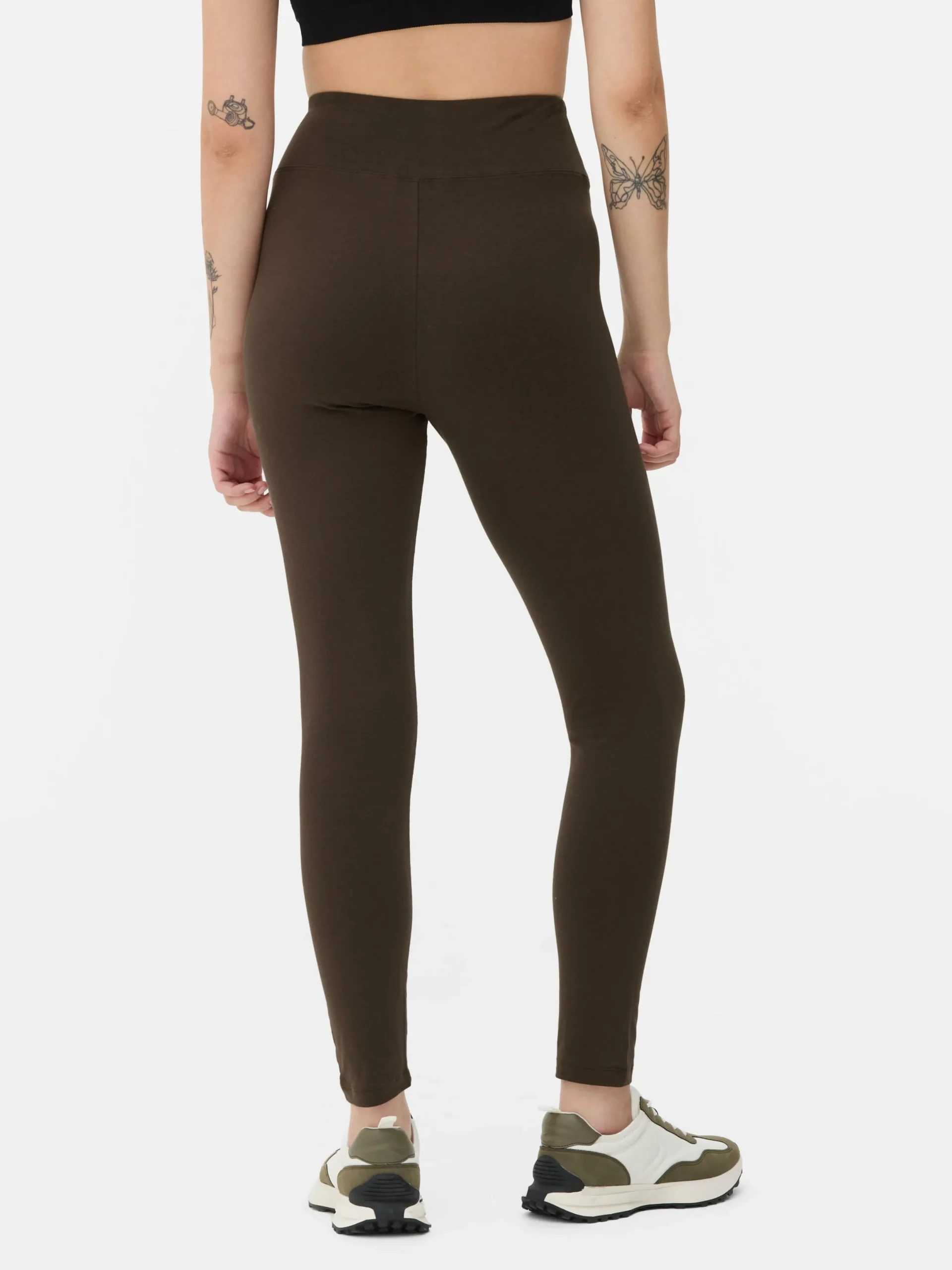 Pantalons Et Leggings|Primark Legging Taille Haute En Jersey Marron foncé