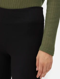 Pantalons Et Leggings|Primark Legging Taille Haute évasé En Jersey Noir