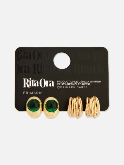 Bijoux|Primark Lot 2 De Paires De Créoles Texturées Rita Ora Jaune