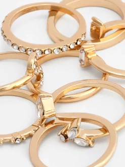 Bijoux|Primark Lot De 8 Bagues à Initiale Et Strass Jaune