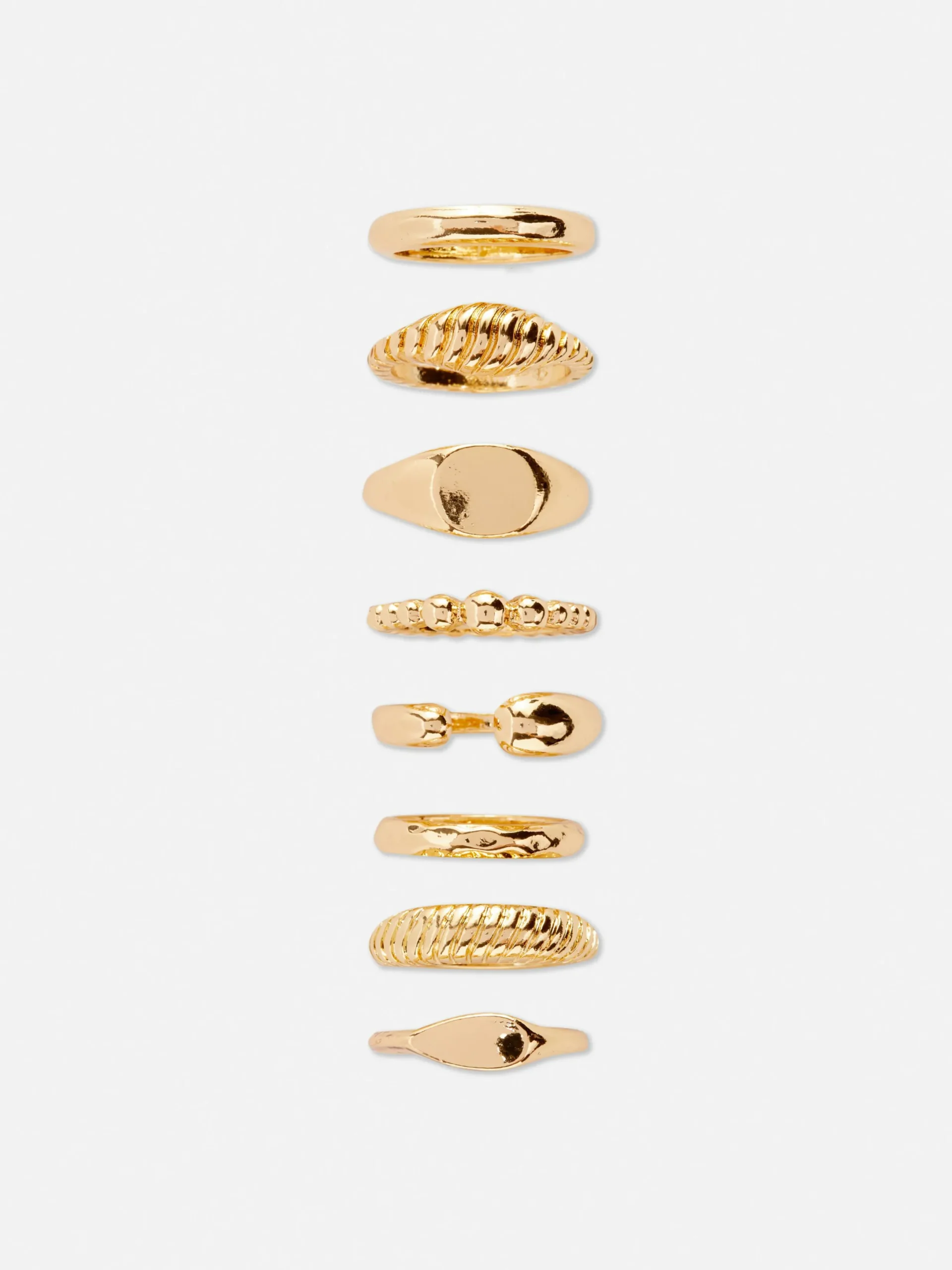 Bijoux|Primark Lot De 8 Bagues Variées Jaune