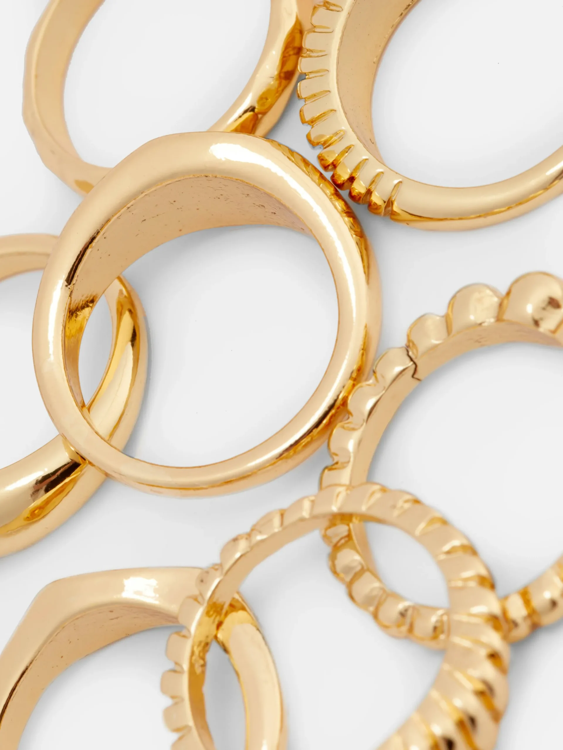 Bijoux|Primark Lot De 8 Bagues Variées Jaune