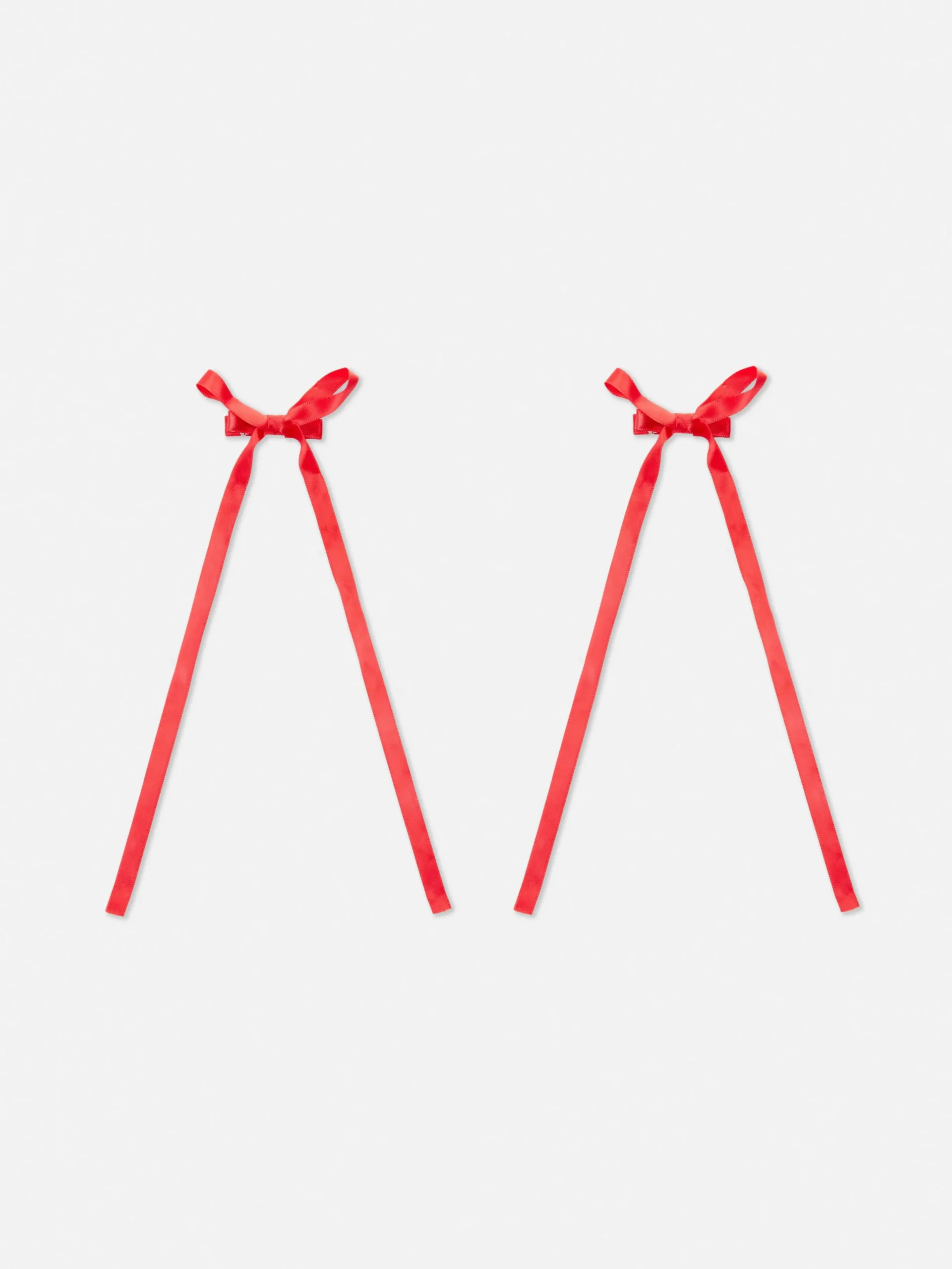 Accessoires Cheveux|Primark Lot De 2 Barrettes Ornées D'un Nœud Long Rouge