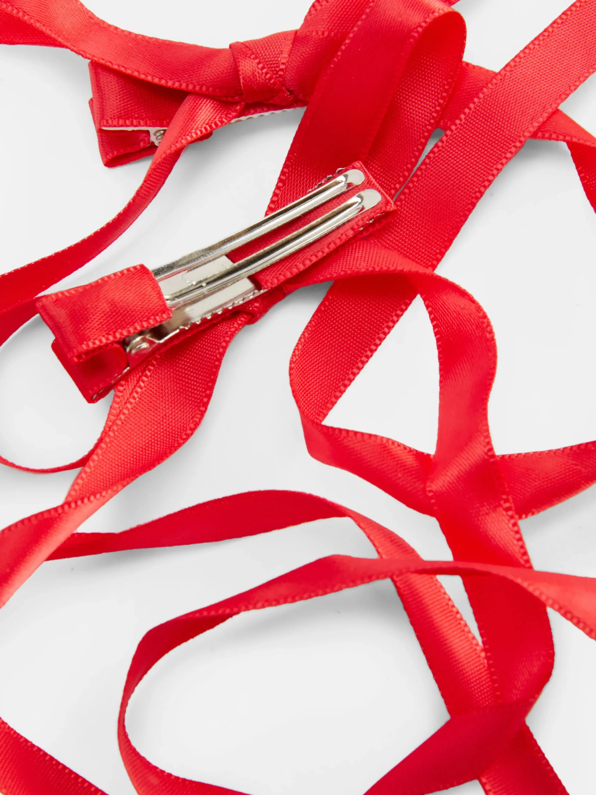 Accessoires Cheveux|Primark Lot De 2 Barrettes Ornées D'un Nœud Long Rouge