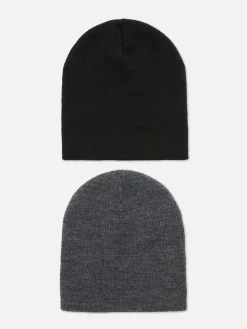 Chapeaux, Gants Et Écharpes|Primark Lot De 2 Bonnets En Maille Fine Noir