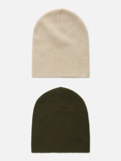 Chapeaux, Gants Et Écharpes|Primark Lot De 2 Bonnets En Maille Fine Écru