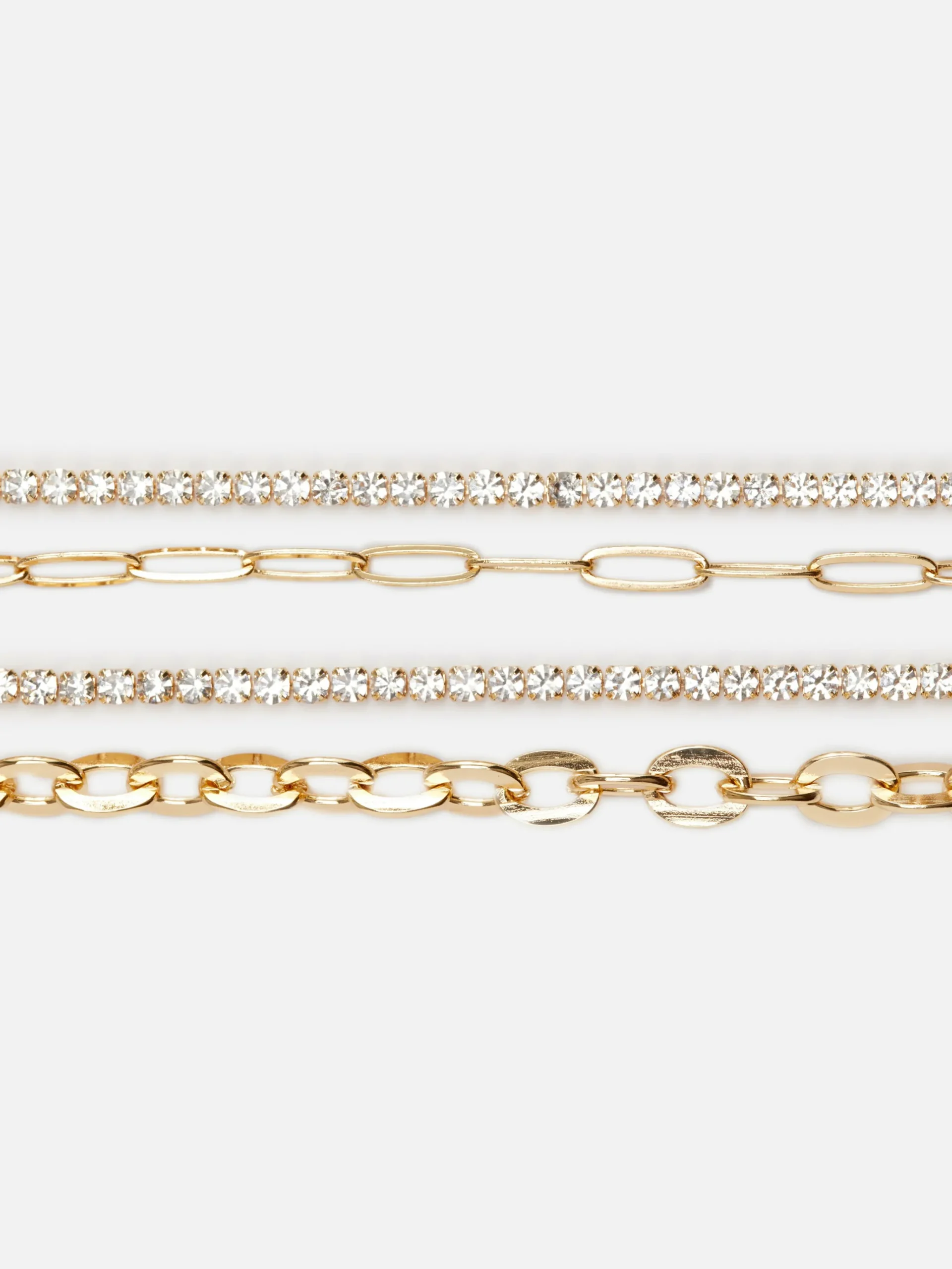Bijoux|Primark Lot De 4 Bracelets Chaîne à Strass Jaune