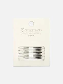 Bijoux|Primark Lot De 8 Bracelets Joncs Métallisés Blanc