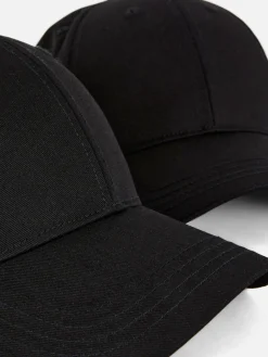 Chapeaux, Gants Et Écharpes|Primark Lot De 2 Casquettes De Baseball Tissées Noir