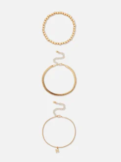 Bijoux|Primark Lot De 3 Chaînes De Cheville Infinité Et Initiale Jaune